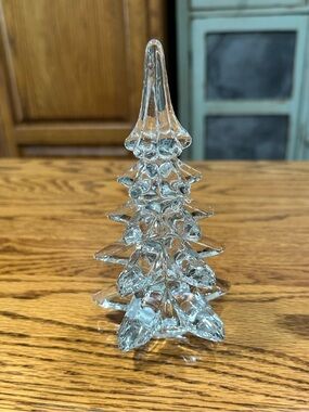 1970s vintage heavy crystal Glass Decorative Christmas Tree Figurine
